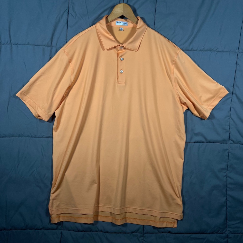 Peter Millar Shirt Men's XL Orange Summer Comfort Polo Golf Casual Performance